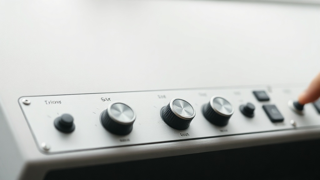 A control desk with plain unlabelled dials