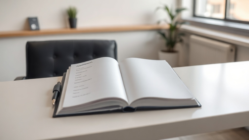 An empty appointment book on a desk