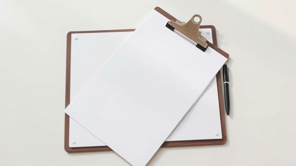A clipboard with a blank form on a desk