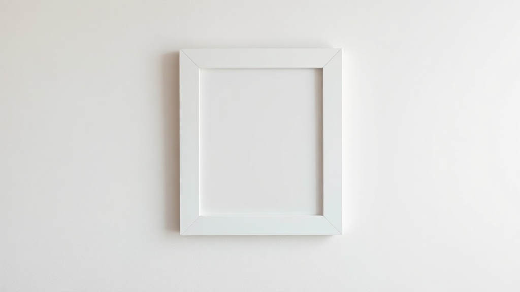 A blank picture frame on a pale wall