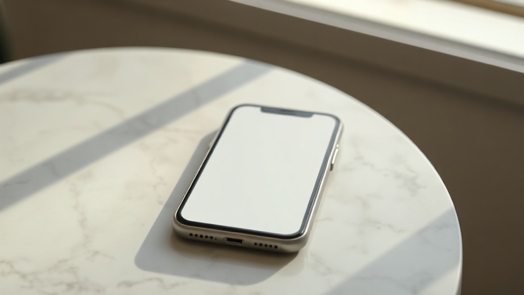 A phone showing a business listing on a cafe table in daylight