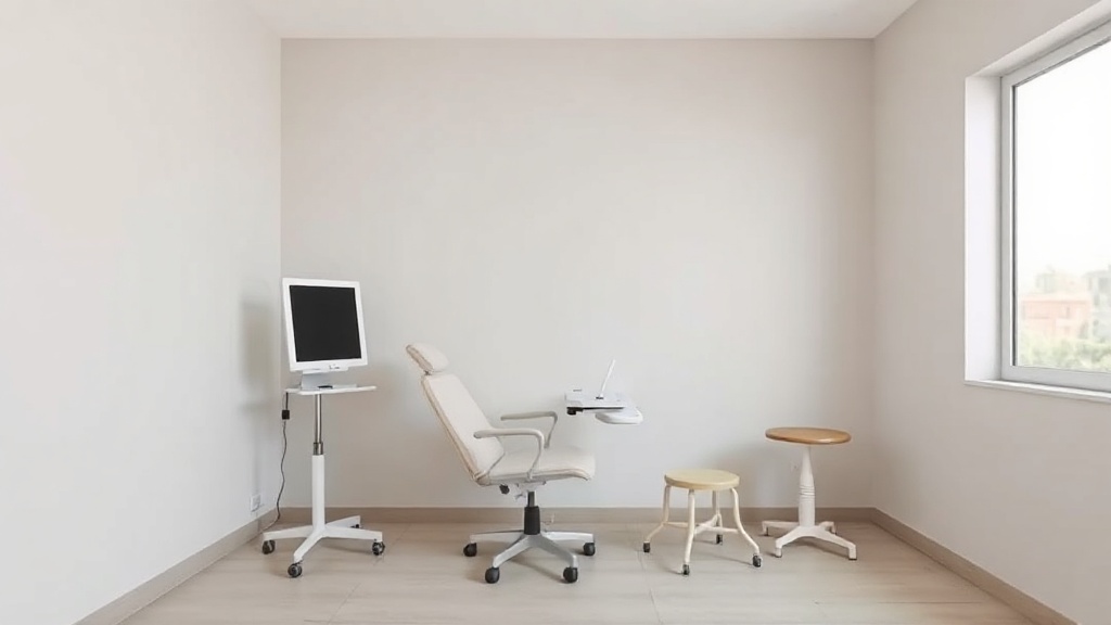 An empty consultation room with a window