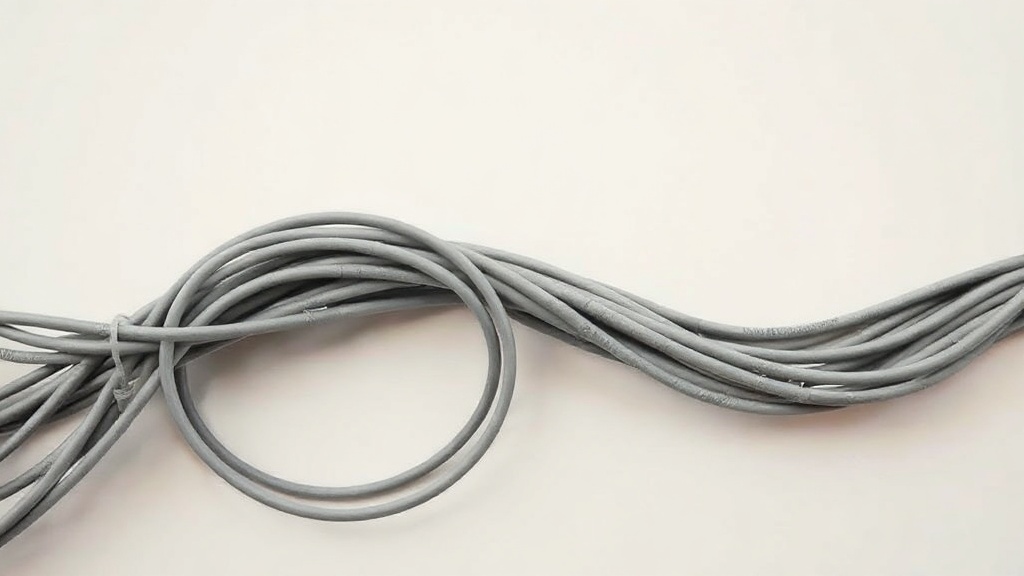 A tangle of network cables on a plain surface