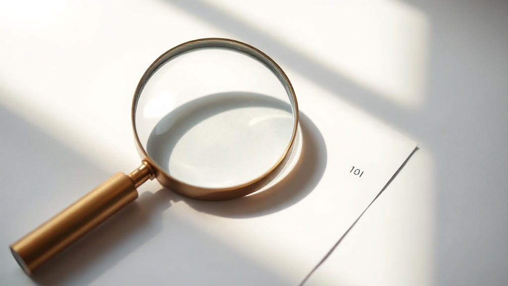 A magnifying glass resting on a plain white surface in soft light