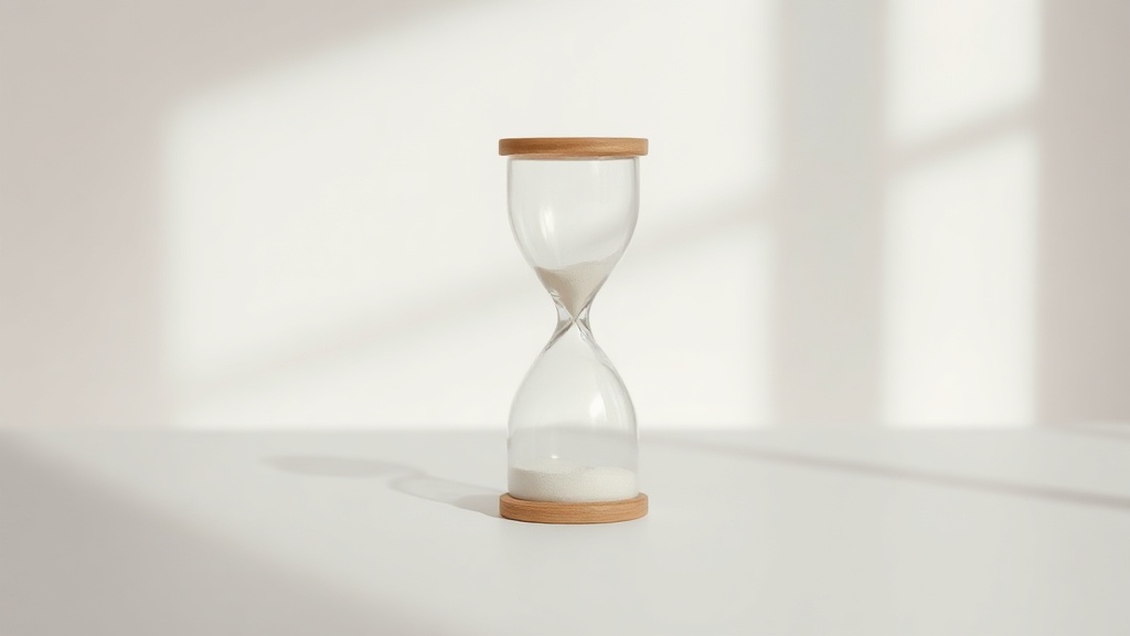 An hourglass on a plain surface